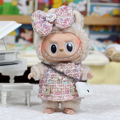 Nee Design Labubu boneca pano suéter brinquedo pano colorido fato conjunto Labubu desenho animado vestido