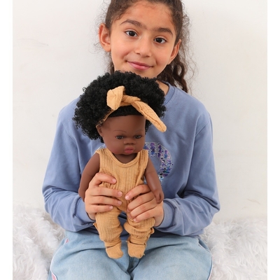14&quot; Full Body Silicone Custom Logo Reborn Vinyl Silicone Baby Dolls para Crianças Negro Africano