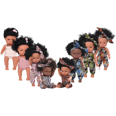 14 polegadas e 33 centímetros de boneca de borracha africana renascida com jumpers de muselina e curvas para meninas