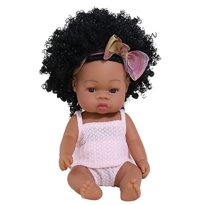 14 polegadas e 33 centímetros de boneca de borracha africana renascida com jumpers de muselina e curvas para meninas