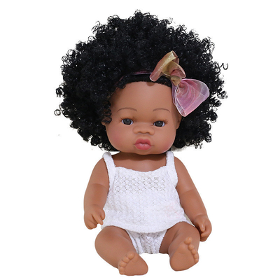 14 polegadas e 33 centímetros de boneca de borracha africana renascida com jumpers de muselina e curvas para meninas