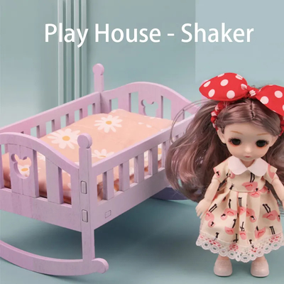 Casa de bonecas de madeira Cama Bebê berço para 6 polegadas bonecas devem ter acessórios de boneca para crianças