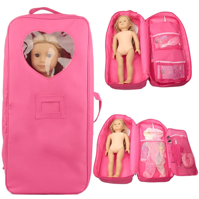 18 polegadas bonecas armazenamento transportador de viagem mala de mala mochila de estilo americano menina crianças presente