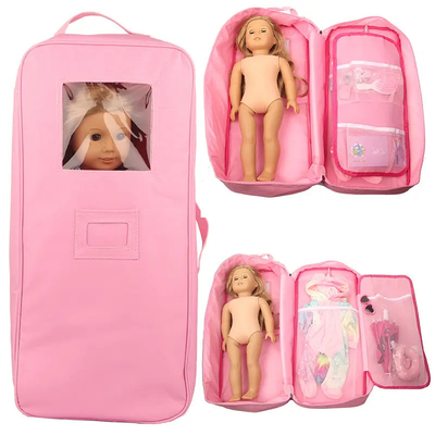 18 polegadas bonecas armazenamento transportador de viagem mala de mala mochila de estilo americano menina crianças presente