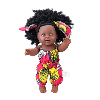 Limpeza de mãos suave bonecas de vinil de silicone de 35 cm para crianças boneca negra africana
