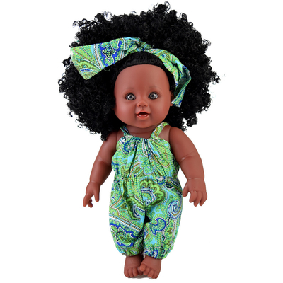 Limpeza de mãos suave bonecas de vinil de silicone de 35 cm para crianças boneca negra africana