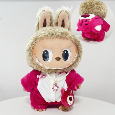 Nee Design Labubu boneca pano suéter brinquedo pano colorido fato conjunto Labubu desenho animado vestido