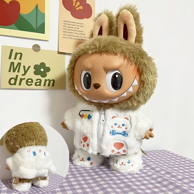 Melhor Preço Pão de boneca Labubu Camisola Pão de brinquedo Colorido Traje Conjunto Labubu Vestido de desenho animado